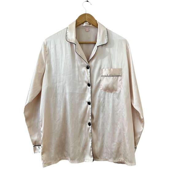 Blush Pink Satin Pajama Set Women’s Large Button Down Top & Pants - Picture 4 of 15